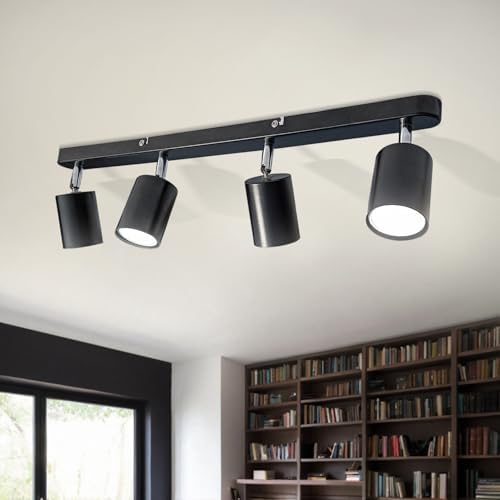 4-Way GU10 Ceiling Spotlight – Matte Black Adjustable Light