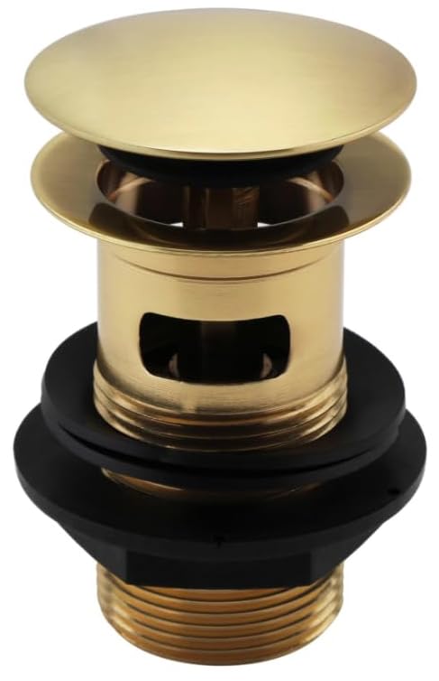 ENKI Slotted Pop Up Basin Waste - Brushed Brass Click Clack Sink Plug