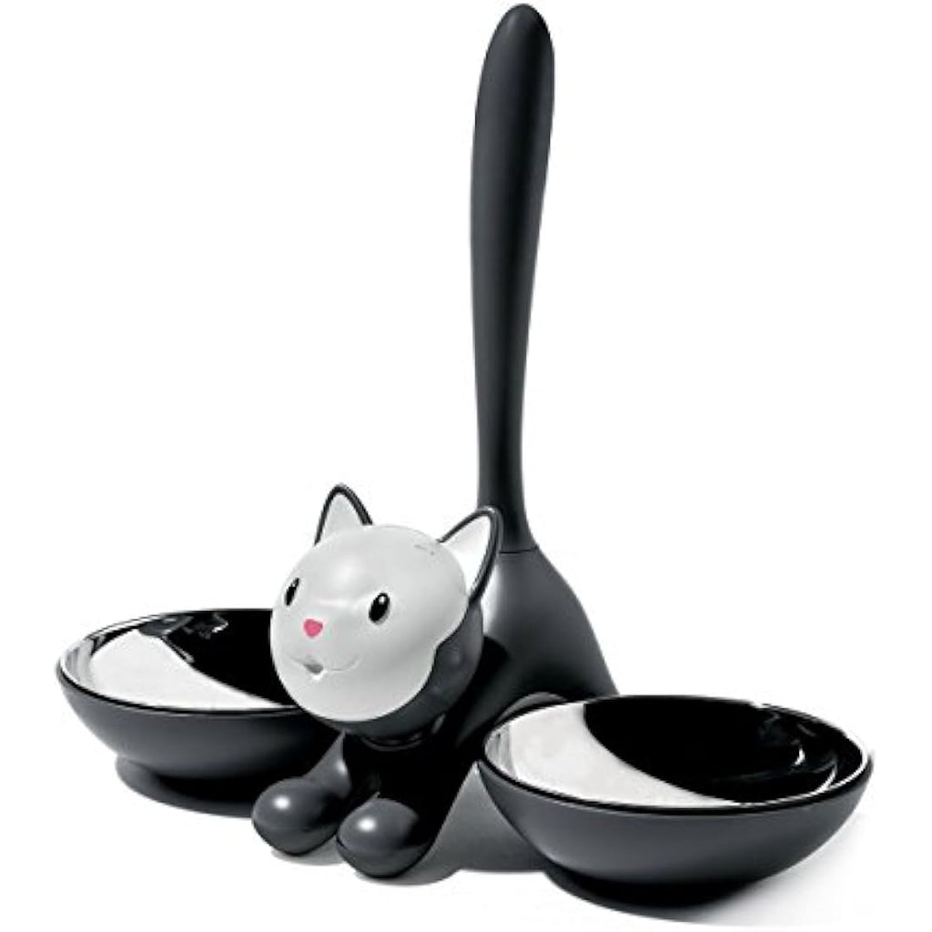 Alessi Tigrito Cat Bowl – Designer Stainless Steel Feeding Station, Black