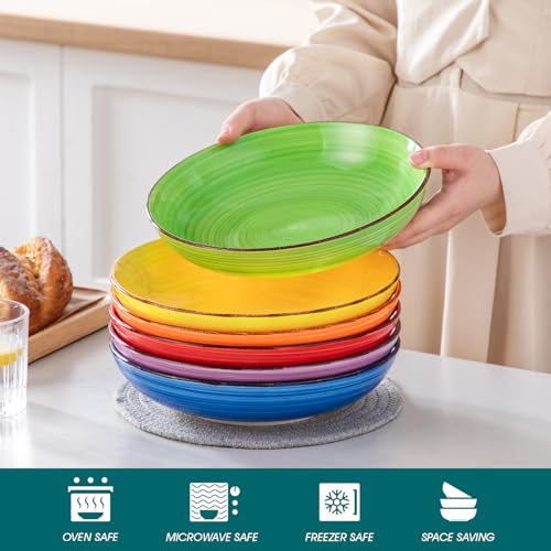 Vancasso Bonita Large Pasta Bowls - Set of 6 Ceramic 50 oz Soup Bowls