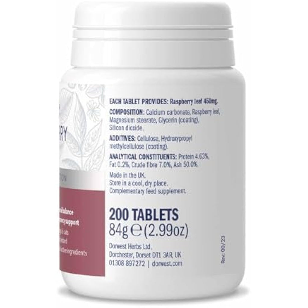Dorwest Raspberry Leaf Tablets for Dogs & Cats - 200 Whelping Support