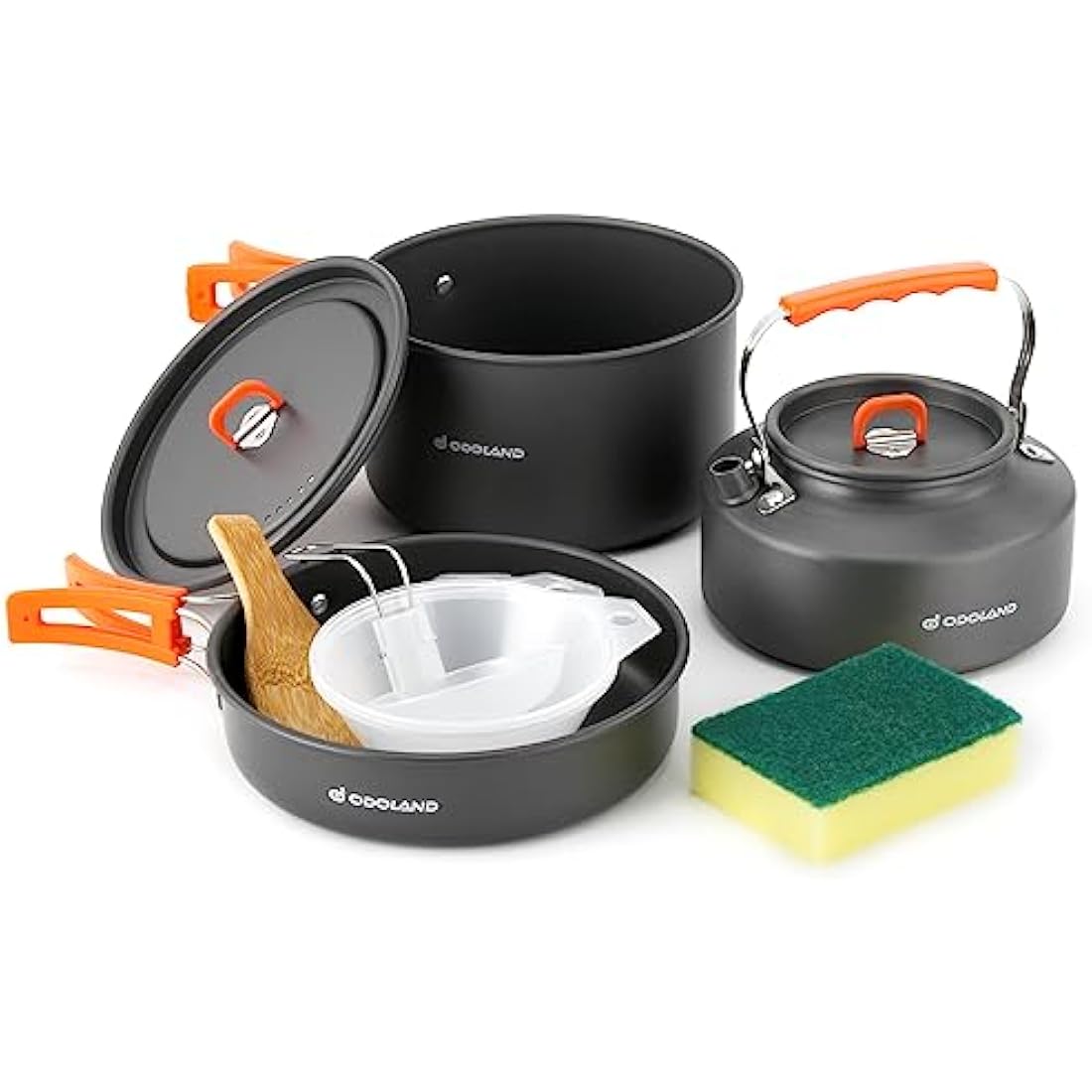 Odoland 10-Piece Camping Cookware Set – Non-Stick Pot, Pan & Kettle