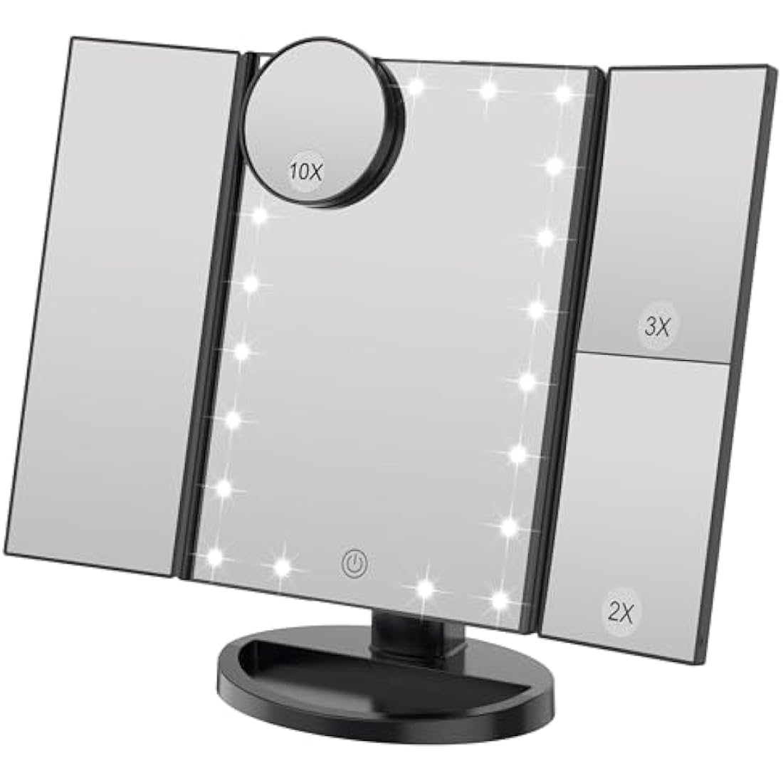 Jolof Store Lighted Makeup Mirror – 2X/3X Magnifying Trifold LED Mirror