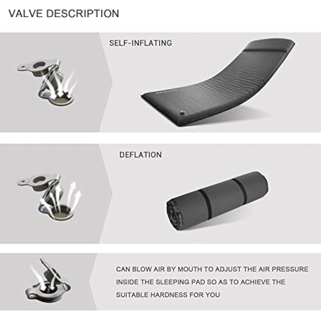 Self-Inflating Memory Foam Camping Sleeping Mat | 3" Thick