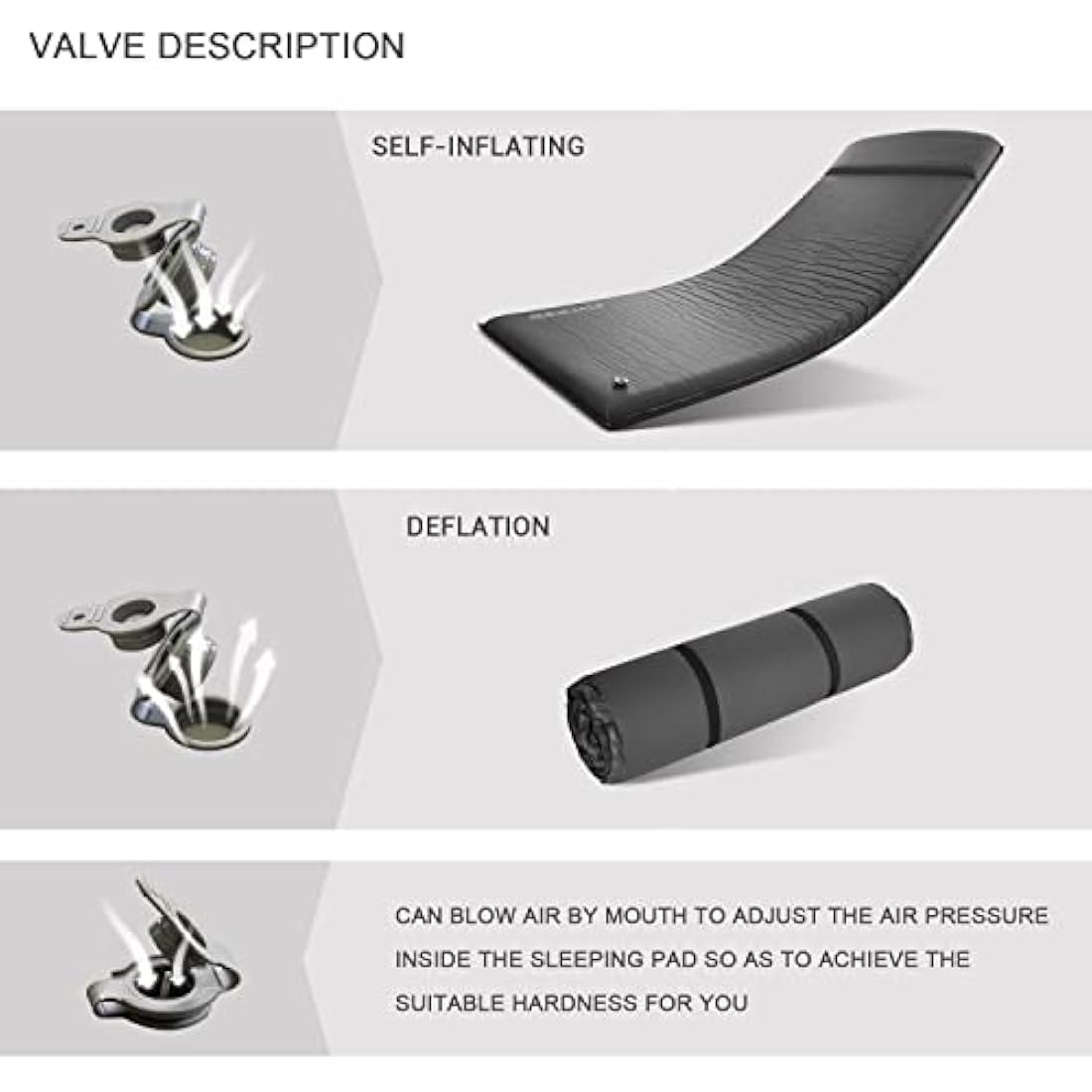 Self-Inflating Memory Foam Camping Sleeping Mat | 3" Thick