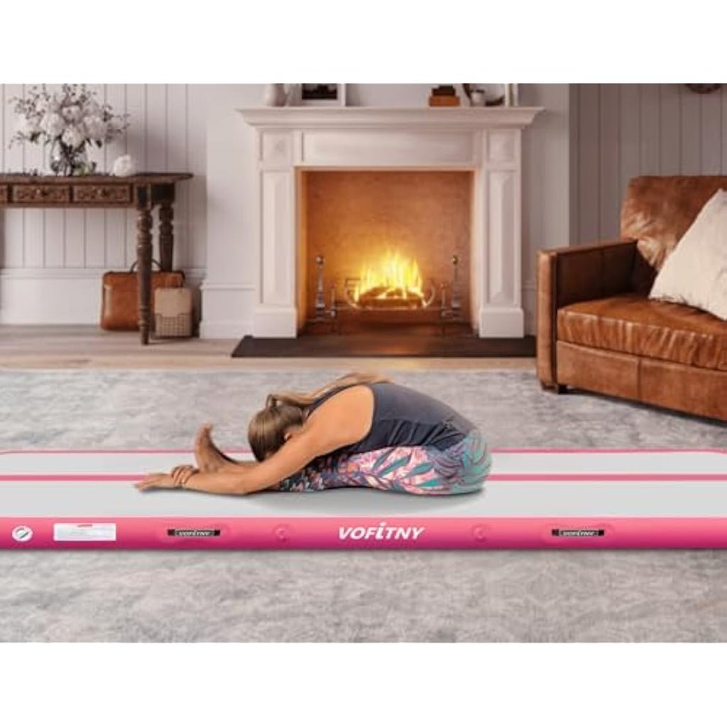 VOFiTNY Inflatable Gymnastics Mat – 10ft Air Tumbling Track for Home, Pink