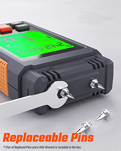 TopTes TS-630 Wood Moisture Meter | 3-Color Backlit LCD for Drywall