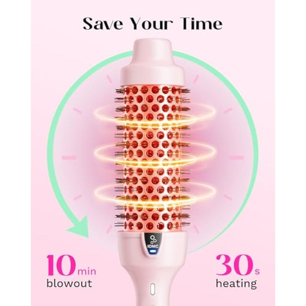 Wavytalk 38mm Thermal Brush | Ionic Heated Round Iron for Blowout - Pink