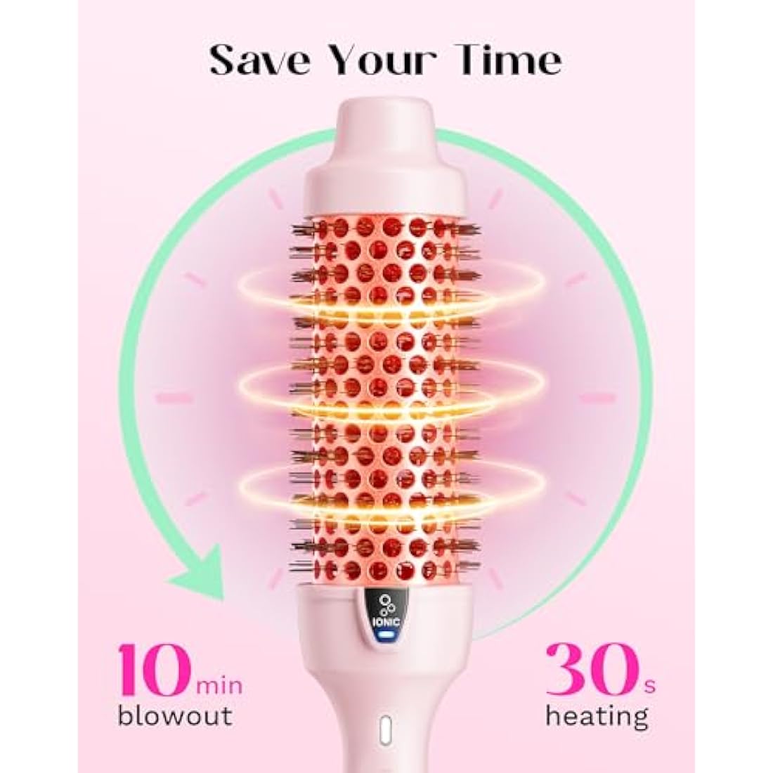 Wavytalk 38mm Thermal Brush | Ionic Heated Round Iron for Blowout - Pink