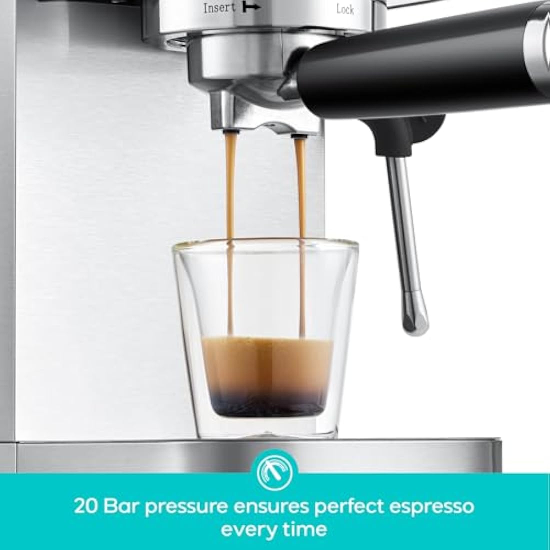 Casabrews 20-Bar Espresso Machine | Stainless Steel Latte Maker with Frother