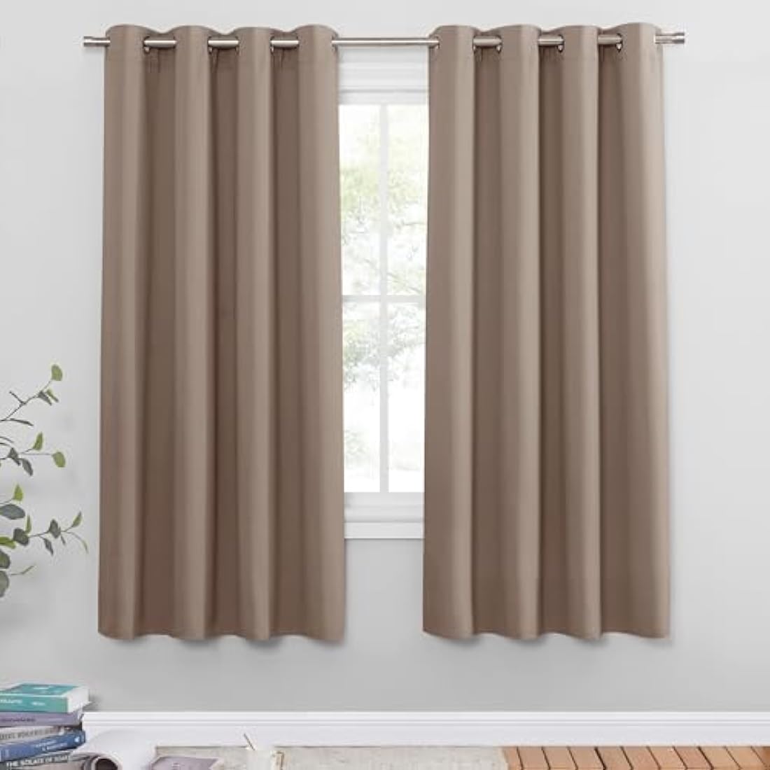 PONY DANCE Blackout Thermal Curtains | 2 Panels | Light Putty | 46x54 inch