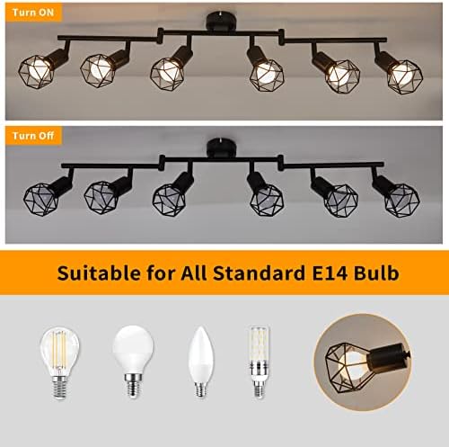 Jolof Store Industrial 6-Light Rotatable Ceiling Spotlight – Matte Black