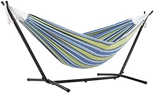 Vivere Double Cotton Hammock with Steel Stand and Carrying Bag – Oasis