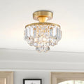 Bestier Modern Gold Crystal Semi-Flush Mount Chandelier – 23cm LED Light