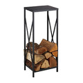 Relaxdays Indoor Firewood Storage Stand – Black Powder-Coated Metal Log Rack