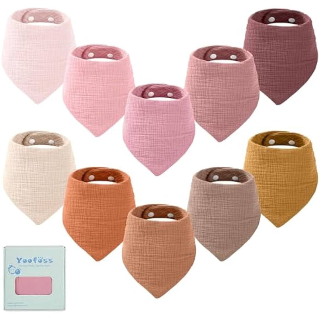Yoofoss 10-Pack Muslin Cotton Baby Bandana Bibs | Soft Drool Bibs