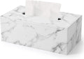 KINGFOM PU Leather Rectangle Tissue Box Cover - Marble White Holder