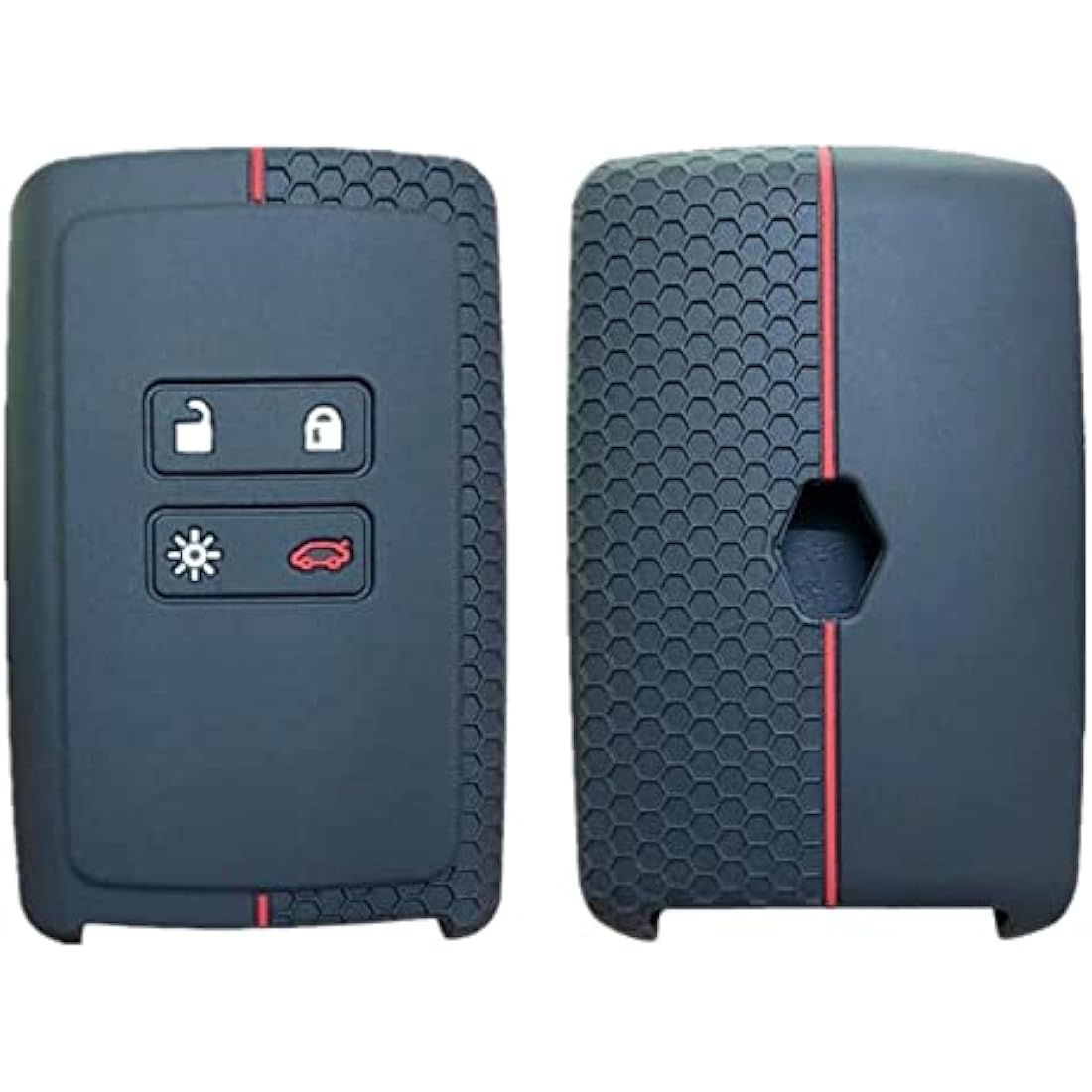 Happyit Silicone Car Key Cover for Renault Koleos Kadjar – Black & Red