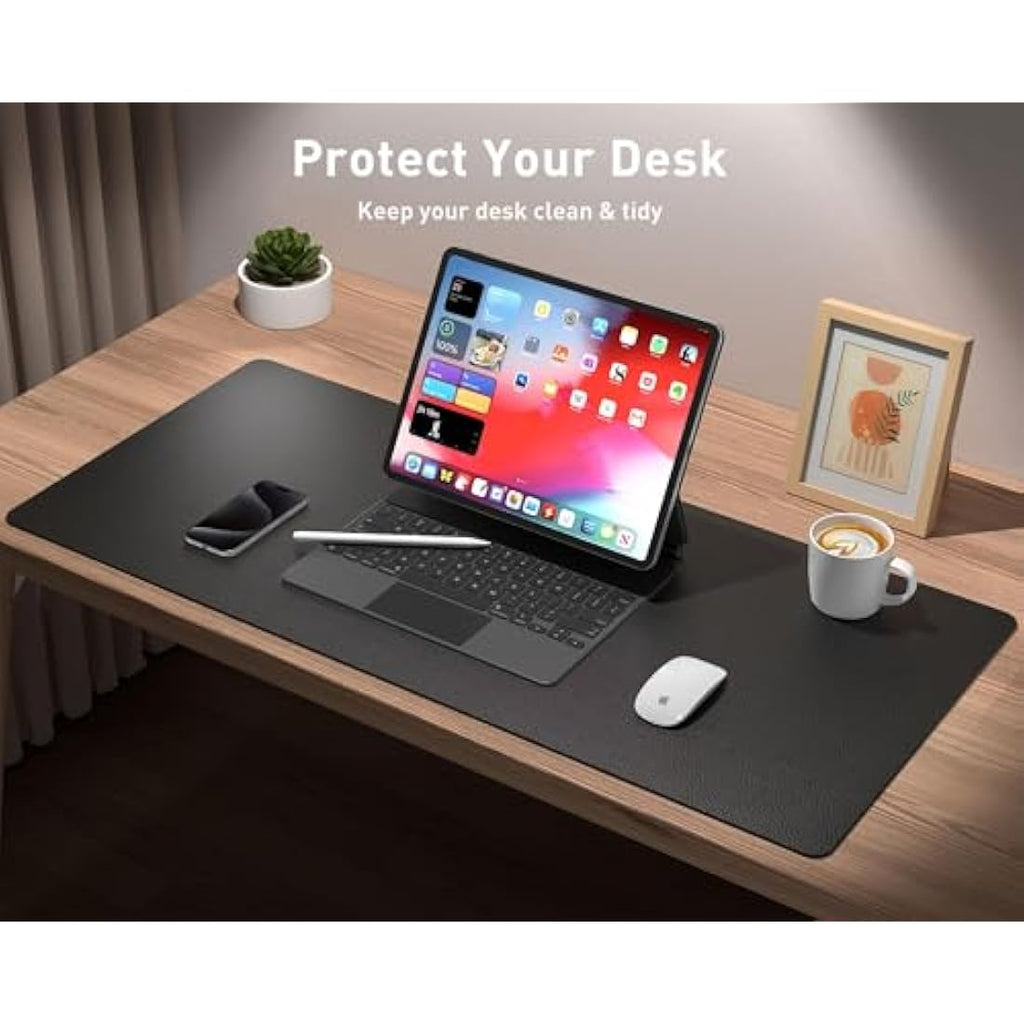 PU Leather Desk Pad – Waterproof Non-Slip Office Mat, Black