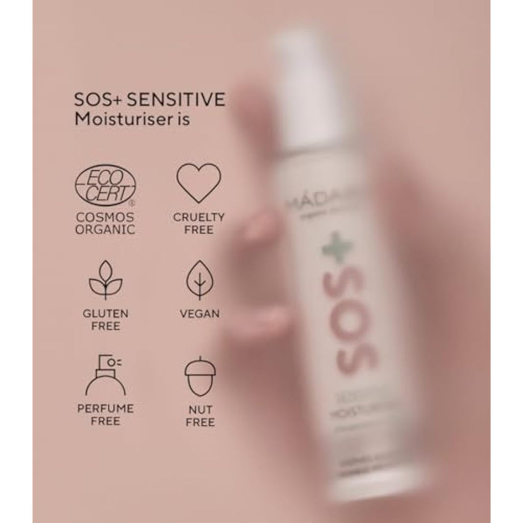 MÁDARA SOS+ Sensitive Face Moisturiser – Organic Hydrating Cream, 50ml