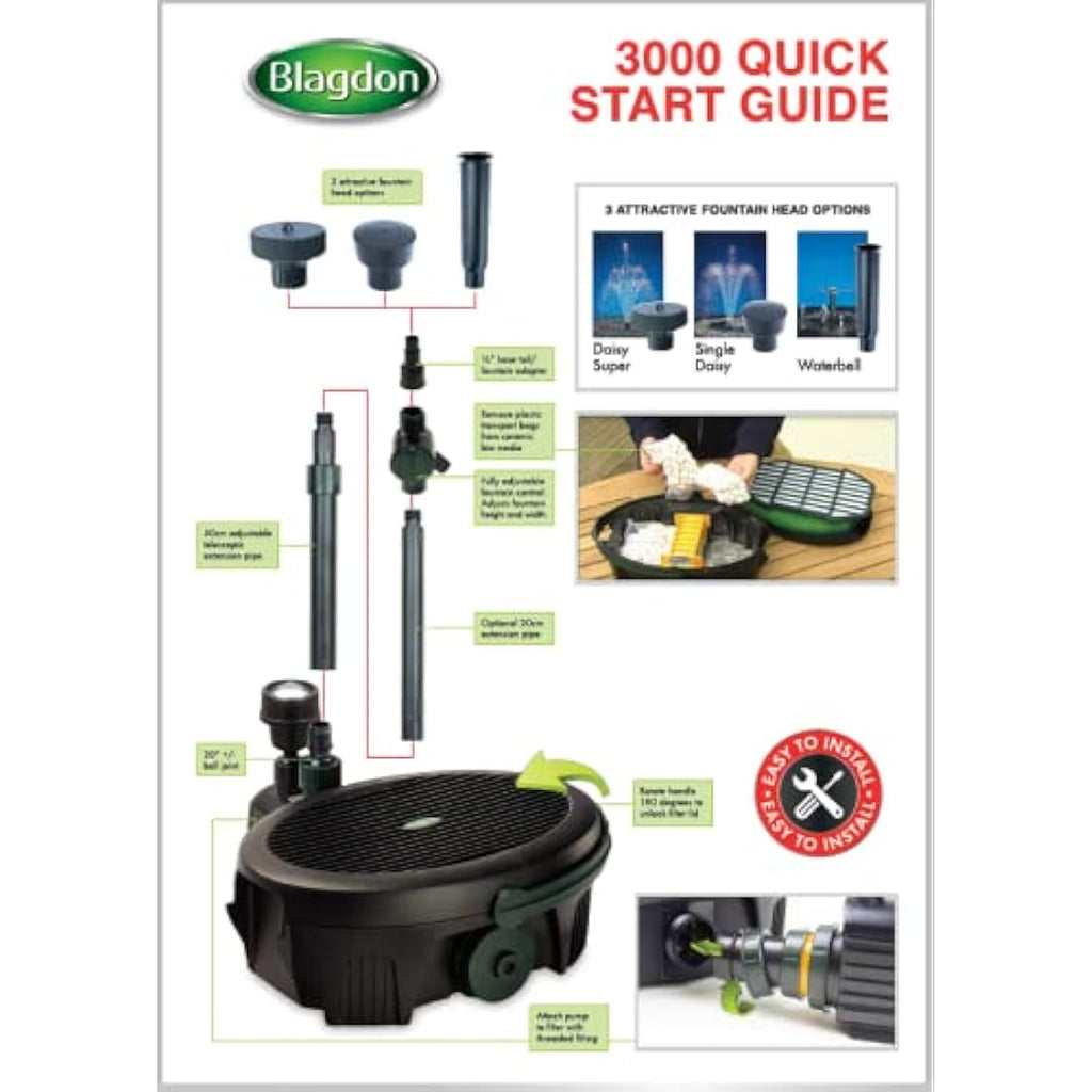Blagdon Inpond 5-in-1 3000 Pond Pump & Filter with UV Clarifier | 10W