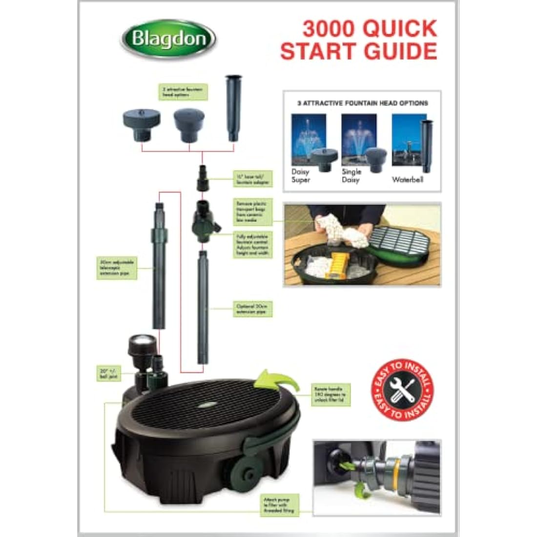 Blagdon Inpond 5-in-1 3000 Pond Pump & Filter with UV Clarifier | 10W