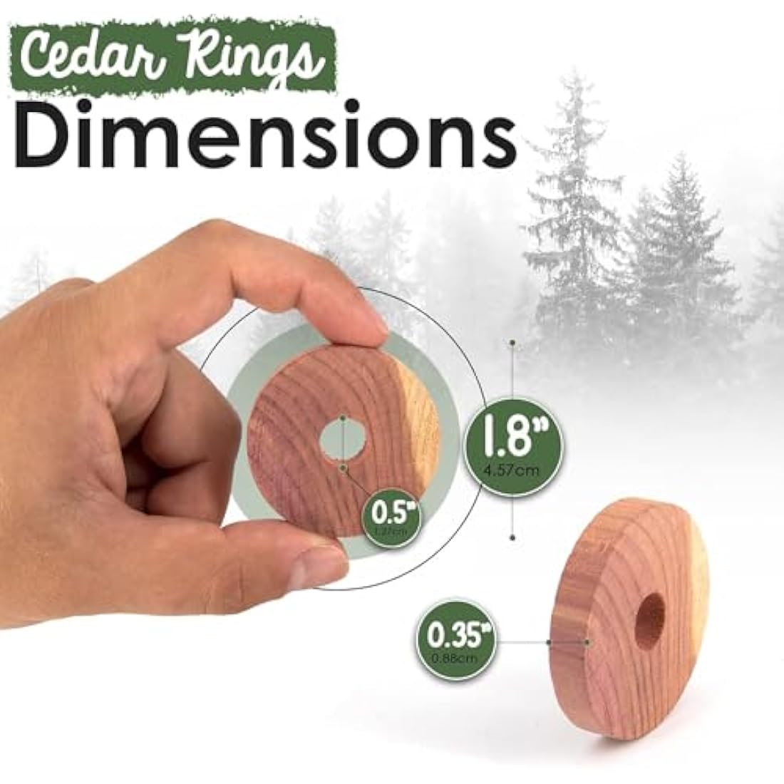 ecoKiwi Cedar Moth Repellent Rings - 55 Pack Natural Red Cedarwood