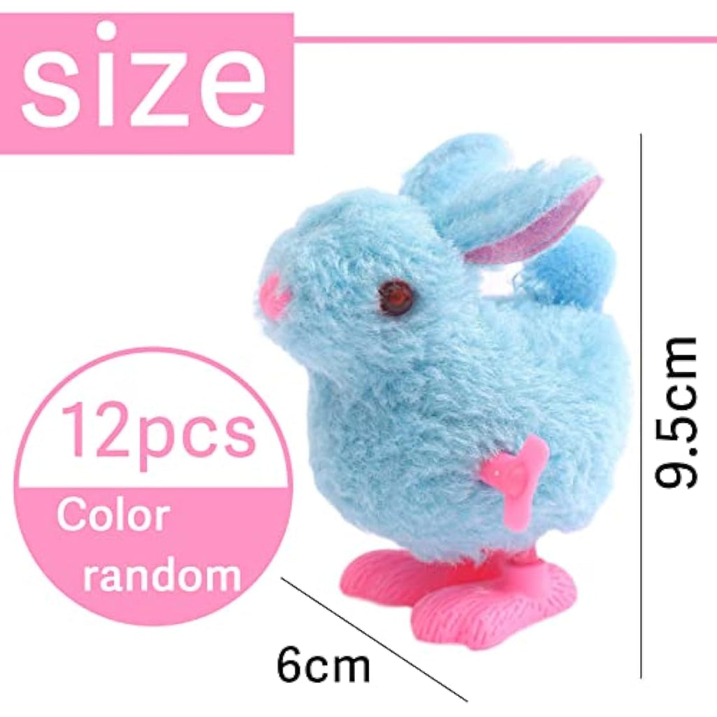 Jolof Store 12pcs Plush Easter Wind-Up Rabbit Toys – Kids Party Favors