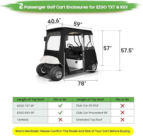 10L0L EZGO TXT RXV Golf Cart Enclosure | 600D Waterproof Heavy Duty Cover