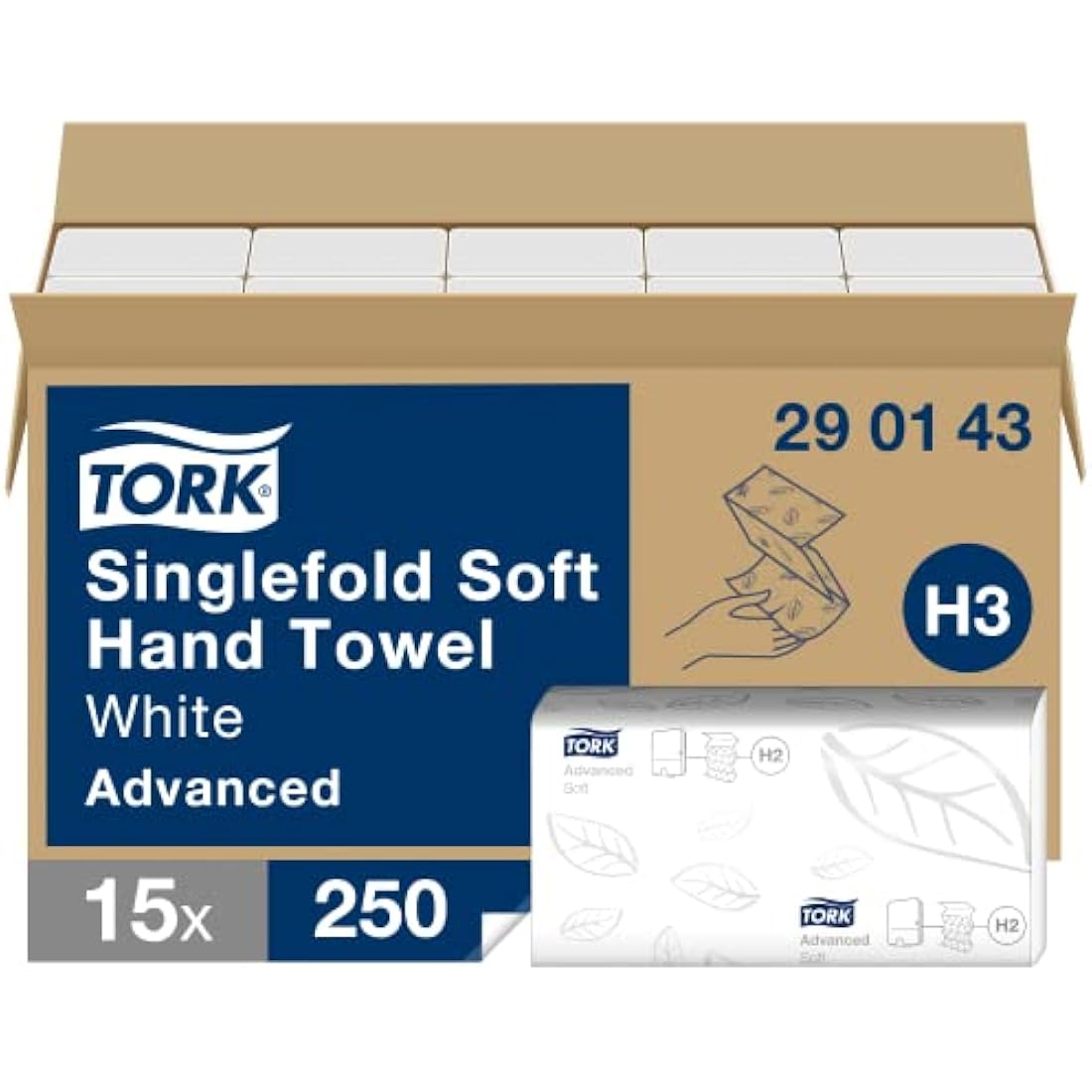 Tork Singlefold 2-Ply White Paper Hand Towels | H3 System | 3750 Sheets