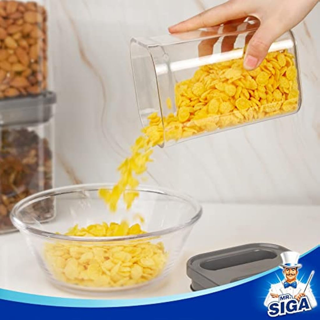 MR.SIGA Airtight Food Storage Containers - 4 Pack Stackable BPA Free Gray