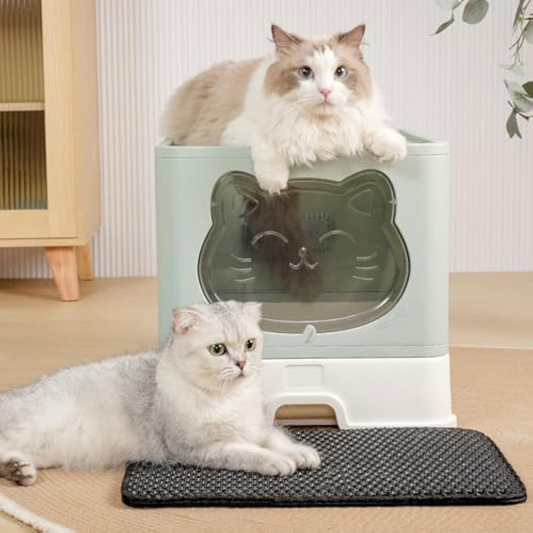 HelloMiao Fully Enclosed Cat Litter Box – Foldable Large Drawer Type Toilet