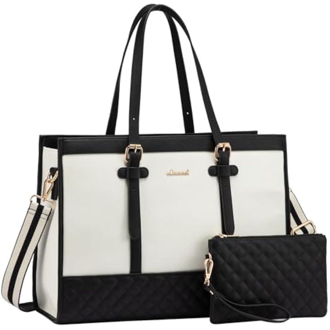 LOVEVOOK 15.6 Inch Laptop Bag for Women | Large Leather Work Tote Bag