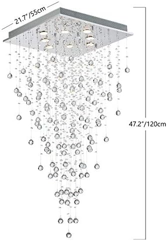 Bestier Modern Crystal Raindrop Chandelier – 8-Light Flush Mount Pendant