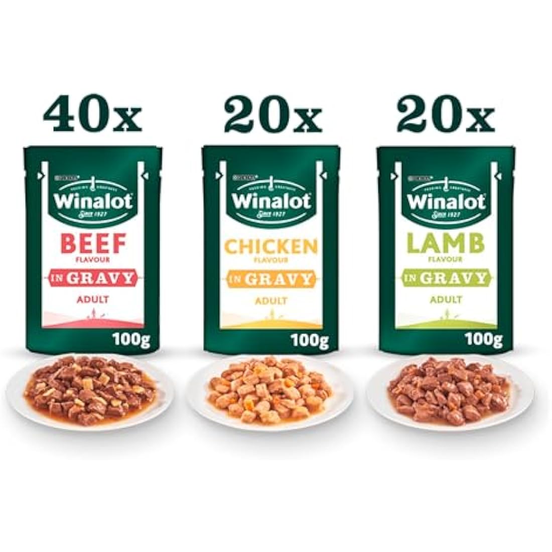 Winalot Meaty Chunks Mixed in Gravy Wet Dog Food - 80 x 100g Pouches