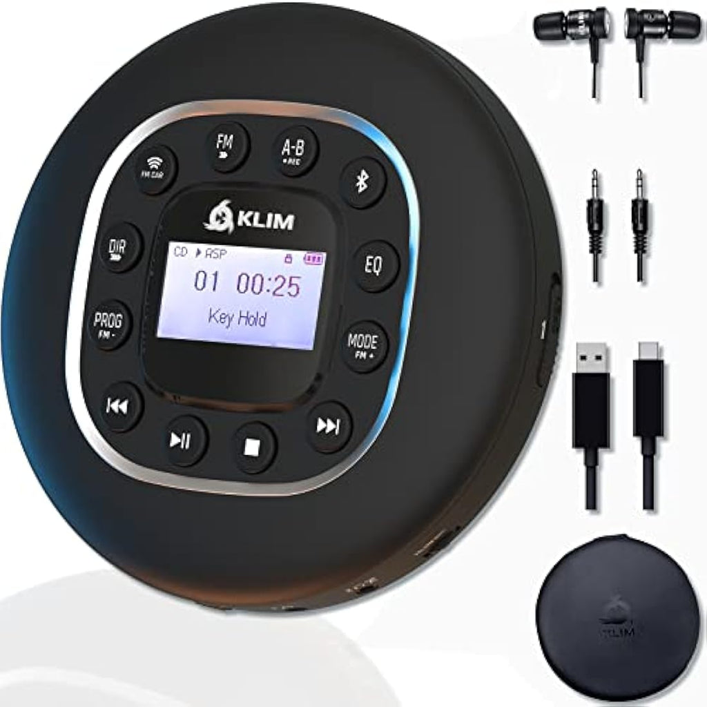 KLIM Journey Portable CD Player – Bluetooth, FM Transmitter & Rechargeable