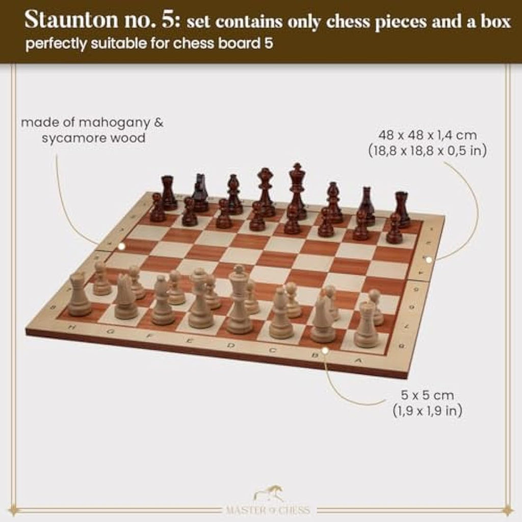 Jolof Store Staunton No. 5 Wooden Chess Pieces with Natural Wood Box