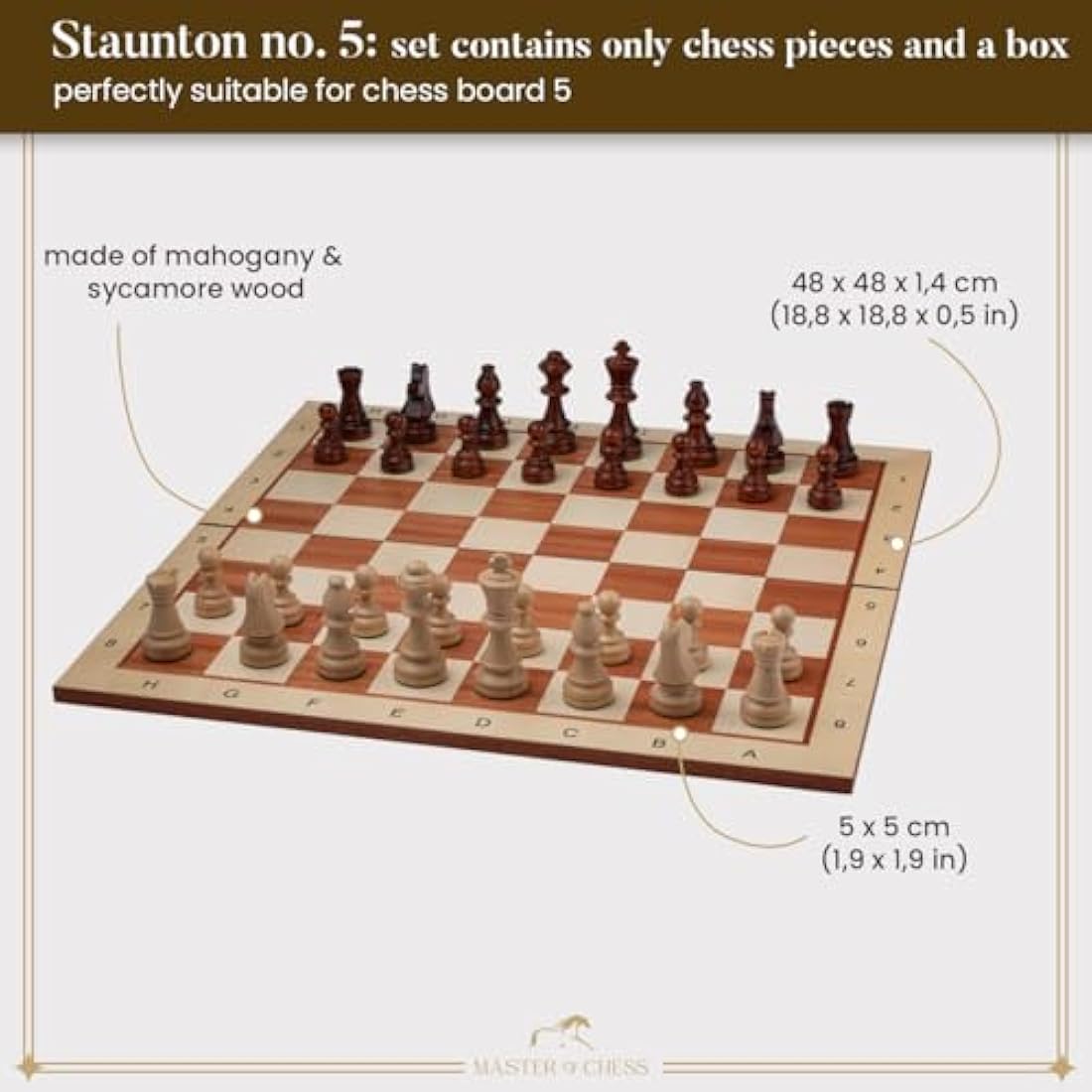 Jolof Store Staunton No. 5 Wooden Chess Pieces with Natural Wood Box