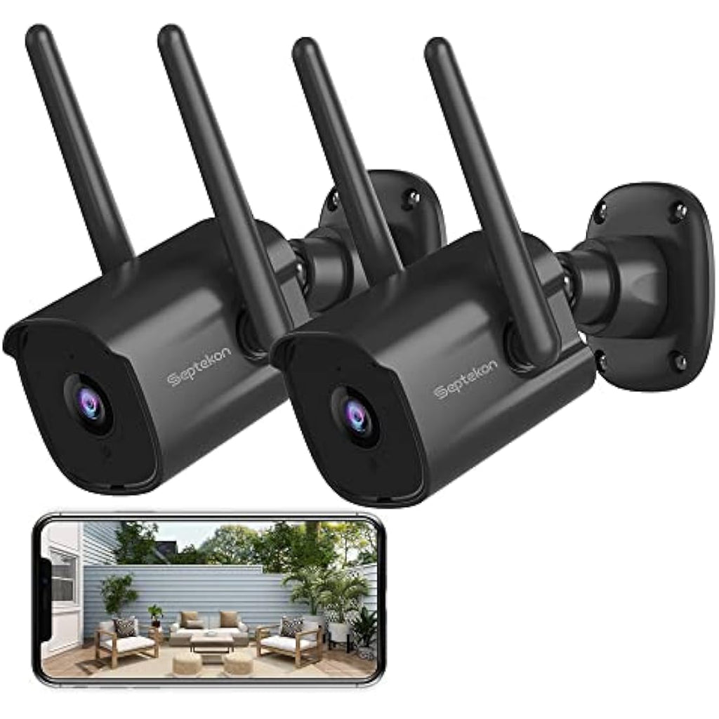 Septekon 2K Outdoor Security Camera – 2 Pack Wireless WiFi Home Surveillance