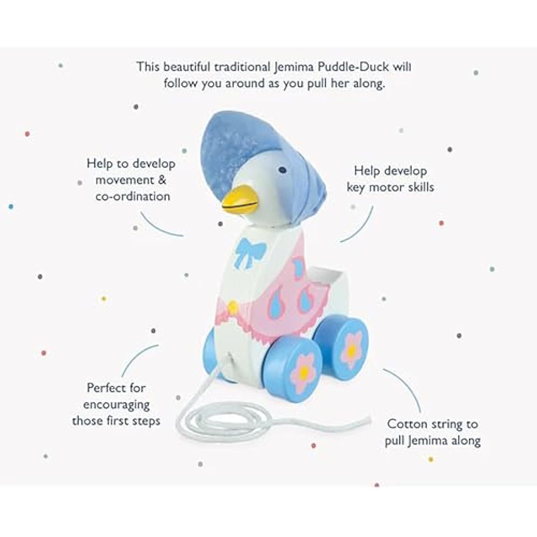 Orange Tree Toys Peter Rabbit Jemima Puddleduck Wooden Pull Along Toy