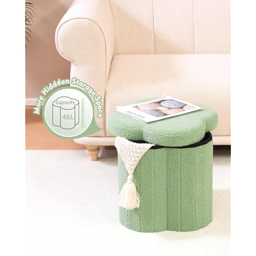 Boucle Storage Ottoman – Folding Teddy Fabric Toy Chest