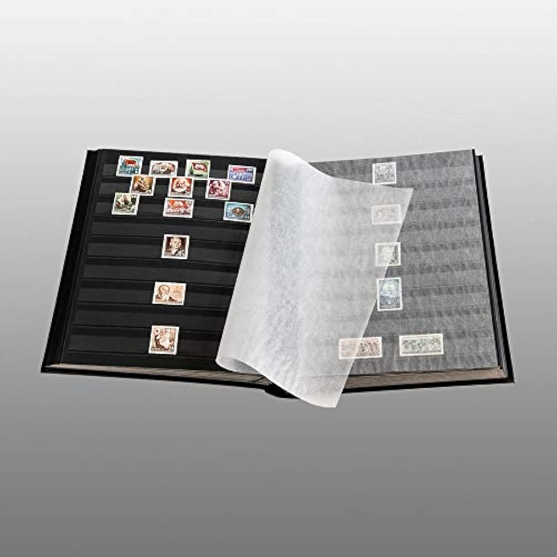 Prophila Lighthouse Stamp Album - 60 Black Pages Leatherette Stockbook