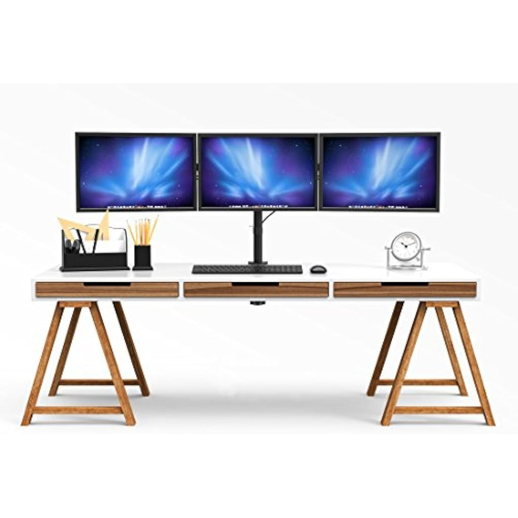 BONTEC Triple Monitor Stand | 13-24 inch Steel Desk Mount for 3 Screens