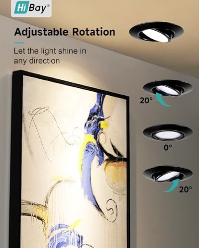 HiBay 8-Pack LED Downlights – Ultra Slim 5W Tilt Recessed Spotlights, Black