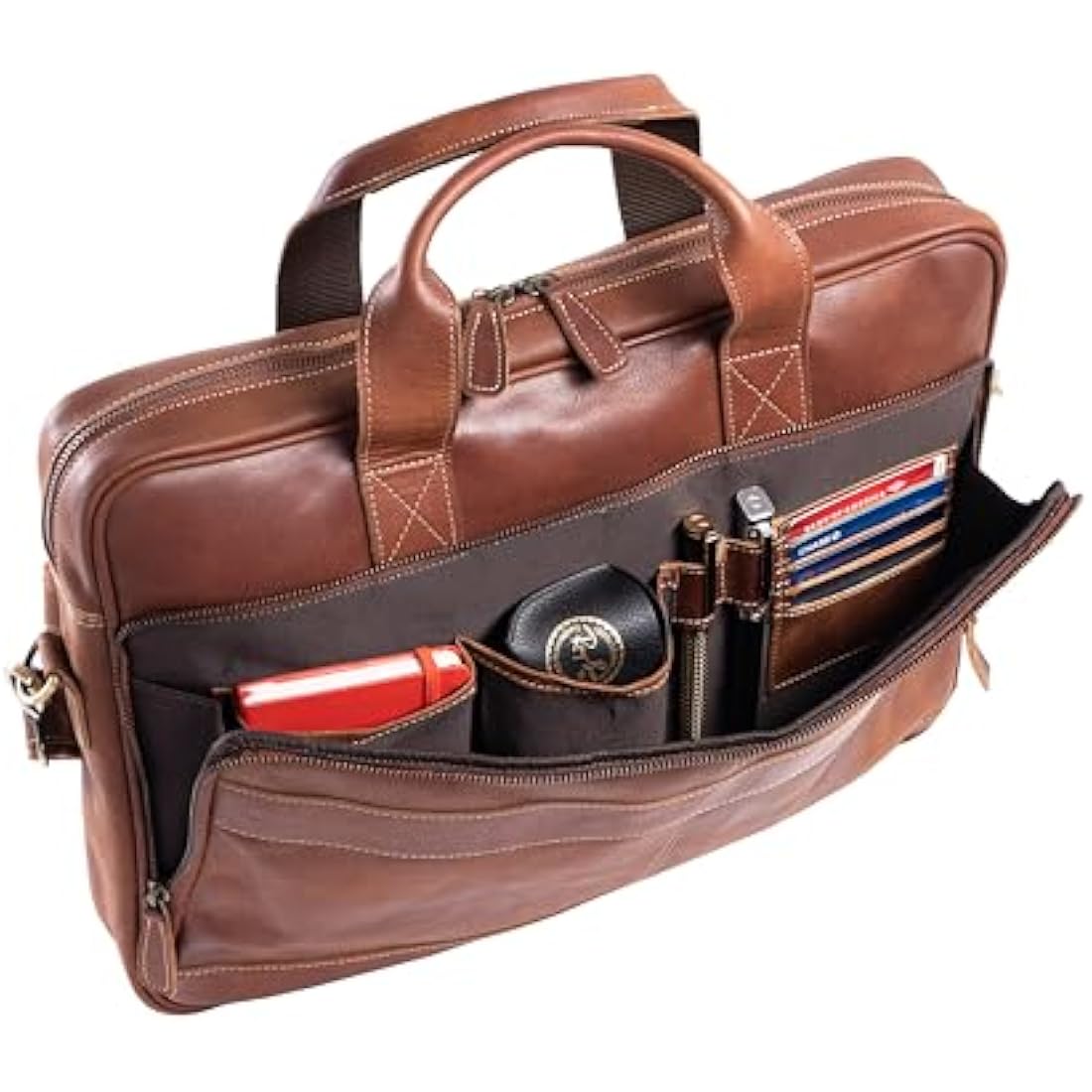KomalC 16 Inch Buffalo Leather Laptop Messenger Bag – Office Briefcase