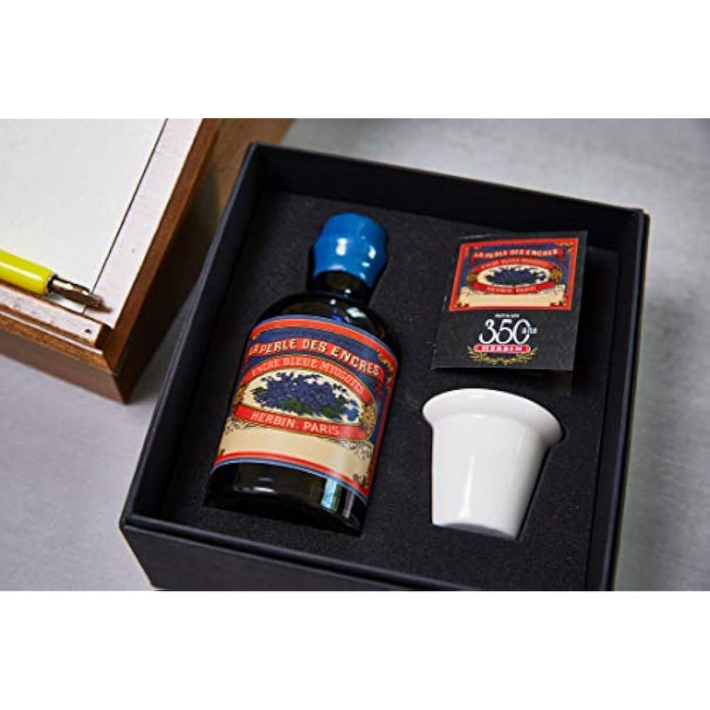 Jacques Herbin 350th Anniversary Ink – Bleu Myosotis with Inkwell