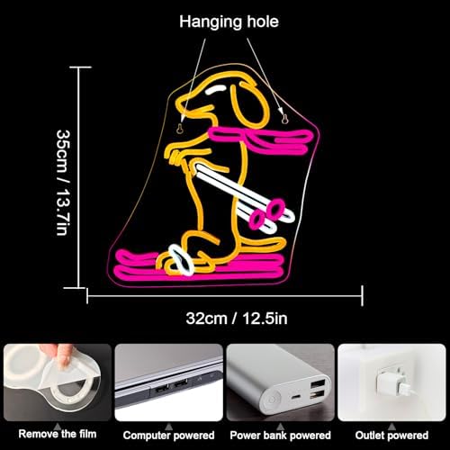 Jolof Store Skateboard Dachshund Neon Sign – Dimmable LED Dog Wall Decor