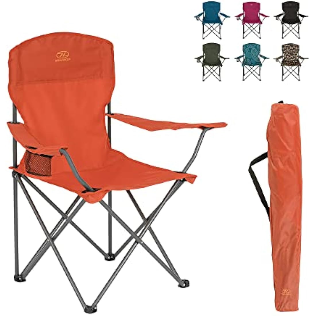 Highlander Camping Chair – Lightweight Folding Steel Chair with Cup Holder