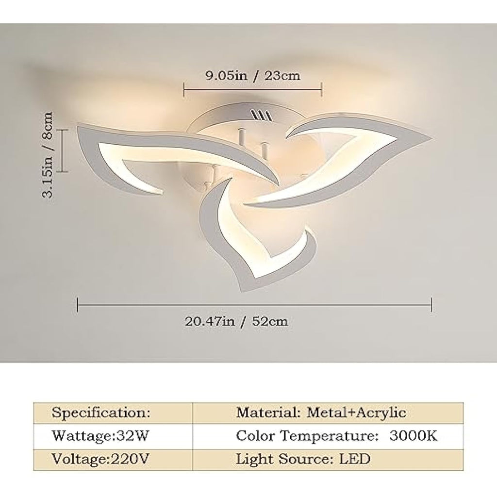 Dorlink LED Ceiling Light – 36W Modern Flower Acrylic Lamp, 3000K Warm White