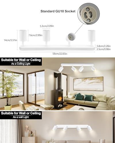BOYIR GU10 2-Way Ceiling Spotlight – White Adjustable Modern Aluminum Light